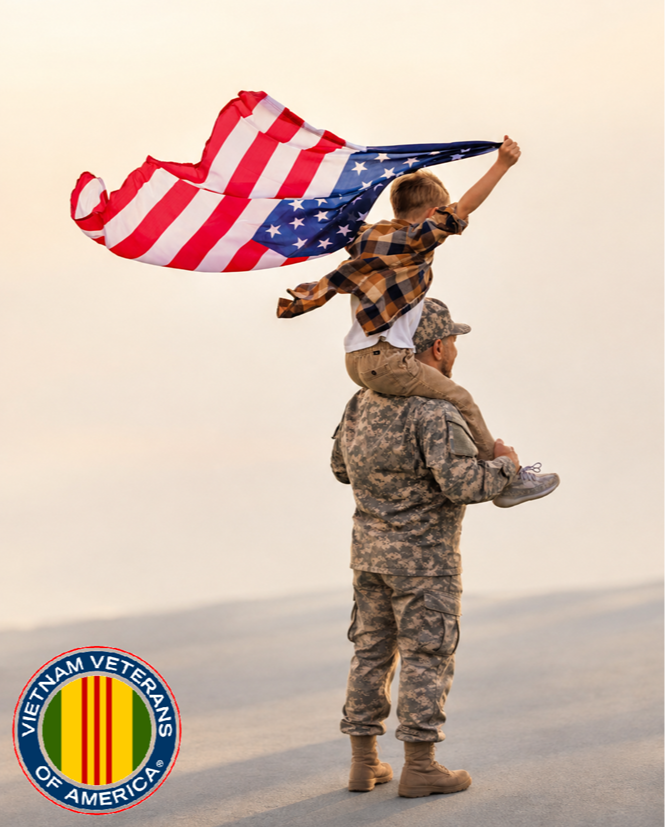solider holding a child with USA flag-1